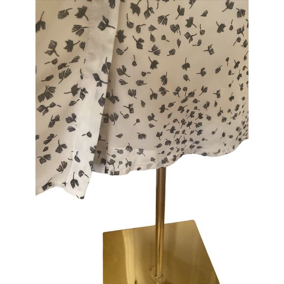 H&M Black and White Sheer Lined Dress Size 12 Button Down Front Tie - Picture 7 of 16